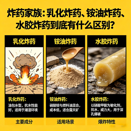 乳山炸药家族：乳化炸药、铵油炸药、水胶炸药到底有什么区别？
